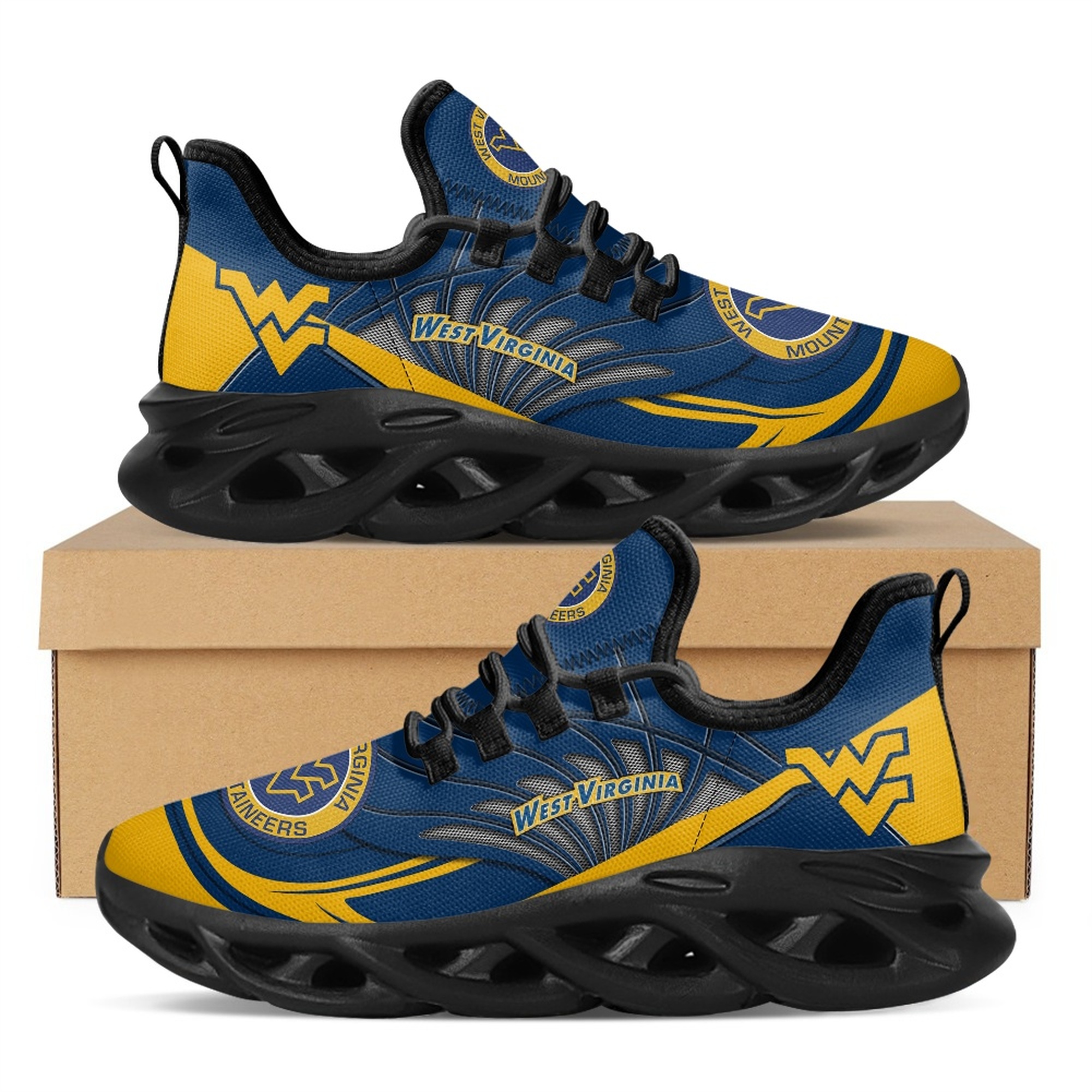 Men's West Virginia Mountaineers Flex Control Sneakers 0684